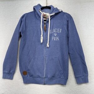 Pop Surf Glacier Park Blue Full Zip Hoodie Sweatshirt Women's Medium Casual‎